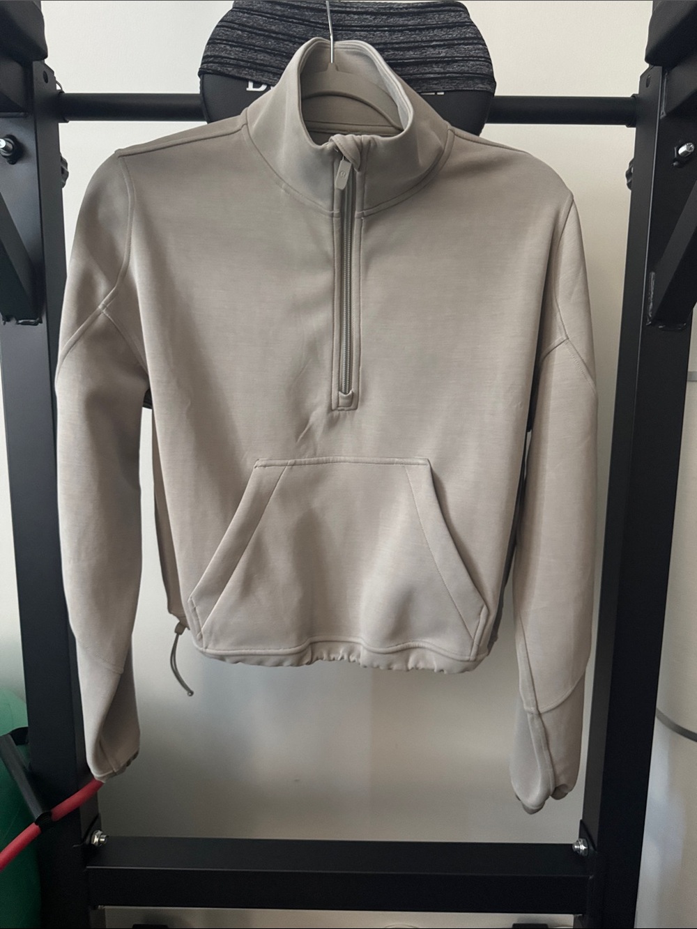 lululemon athletica Taupe Cropped Half-Zip Funnel Pullover